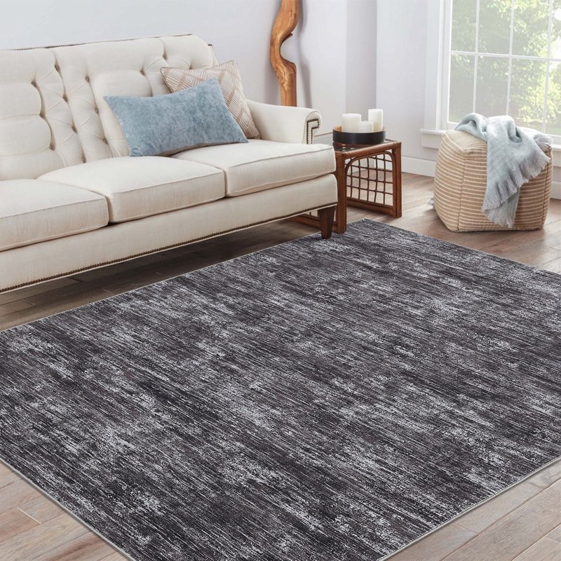 washable area rugs modern abstract plain texture living room carpet, contemporary non-slip accent floor mat for bedroom dining room