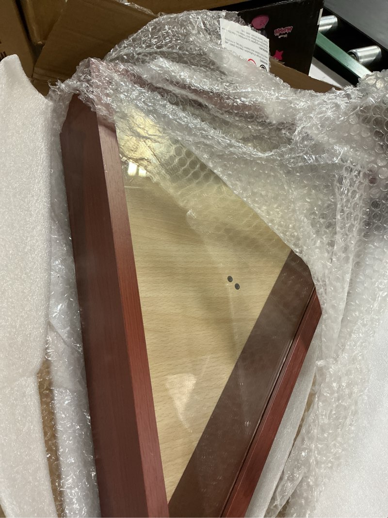 Condition photo showing New/Like New for ASmileIndeep Flag Display Case - 5' x 9.5' Funeral & Military Flag Shadow Box with HD Tempered Glass and Wall Mount, Folded Triangle Flag Holder Frame for Veterans, Cherry Red For 5' x 9.5' Flag-Cherry Red