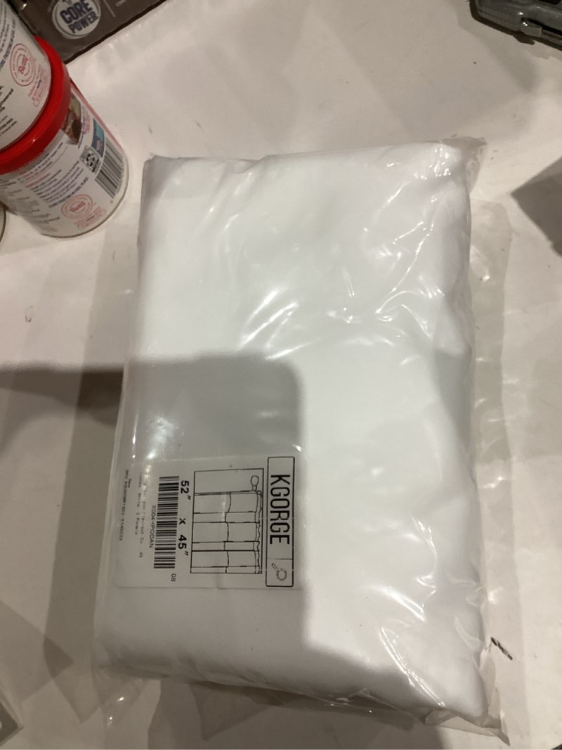Condition photo showing New/Like New for KGORGE 45 inch Curtains for Small Window, Privacy Room Darkening Drapes Thermal Insulation Noise Reducing Curtains for Living Room Kitchen, Rod Pocket, W52 x L45 inches, White, 2 Panels 52"W x 45"L (Pack of 2) White
