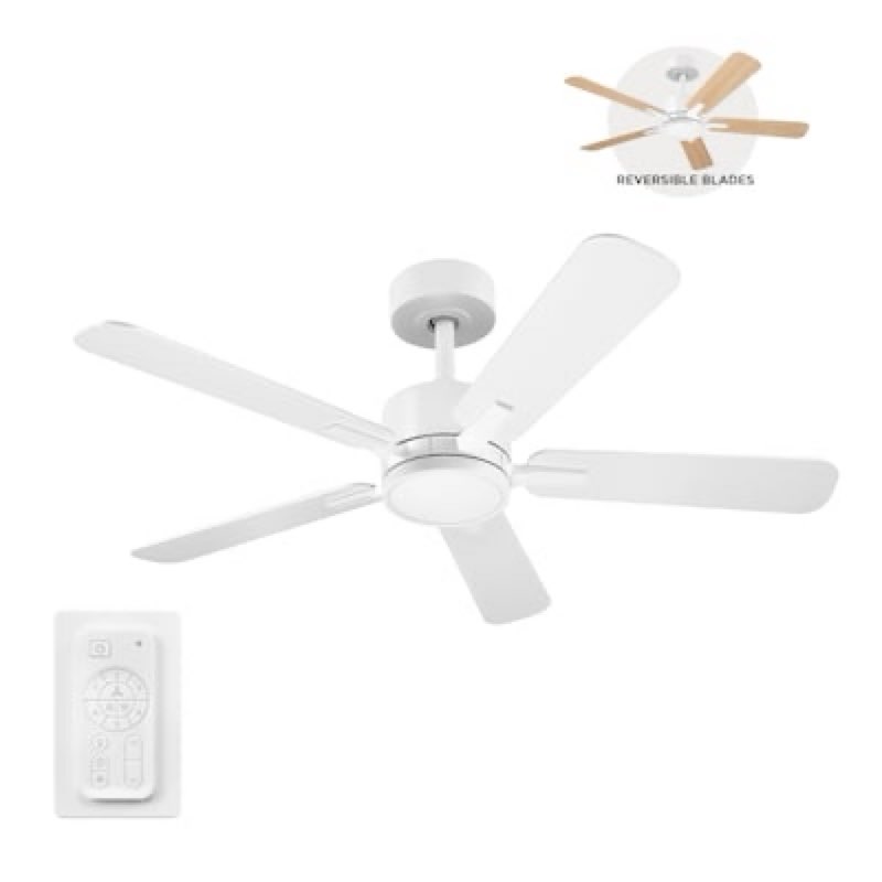 harbor breeze northbrook 42-in matte white with matte blades led covered outdoor ceiling fan