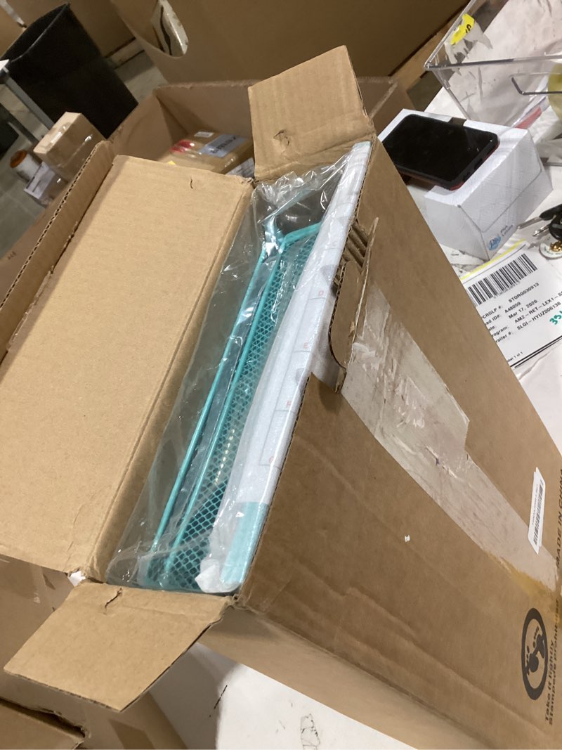 Condition photo showing New/Like New for opnice desk organizers and accessories, 2-tier computer monitor stand riser with drawer and 2 pen holders, laptop stand, office desk accessories for office supplies, teal blue