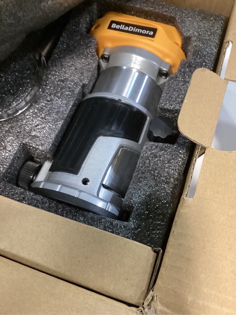 Condition photo showing Good Condition for cordless router tool compatible with 20v max battery (battery not included), 6-speed, 800w 30,000 rpm, includes trim router bits, edge/roller guide, dust hood, ideal for woodworking for dewalt 20v battery