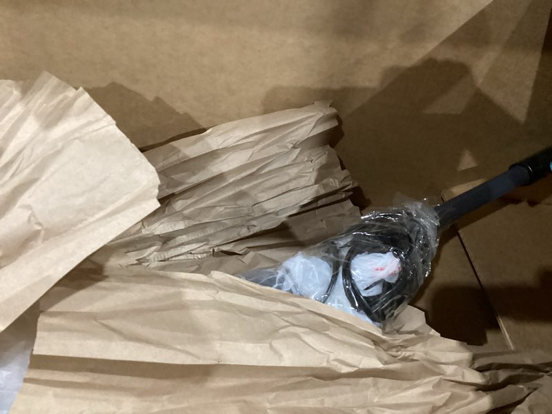 Condition photo showing As Is for pursteam scrubmaster steam mop with dual scrubbing head, led headlights, adjustable steam control, anti-slip swivel head, cable holder & upright lock scrub master