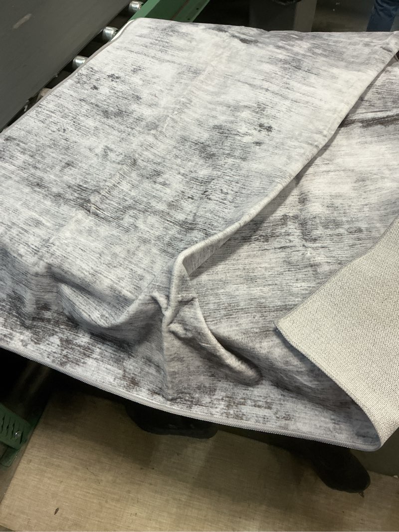 Condition photo showing As Is for nourison home rustic textures rustic blue/ivory 3'11" x 5'11" area -rug, easy -cleaning, non shedding, bed room, living room, dining room, kitchen (4x6) 3'11" x 5'11" (rectangular) blue/ivory