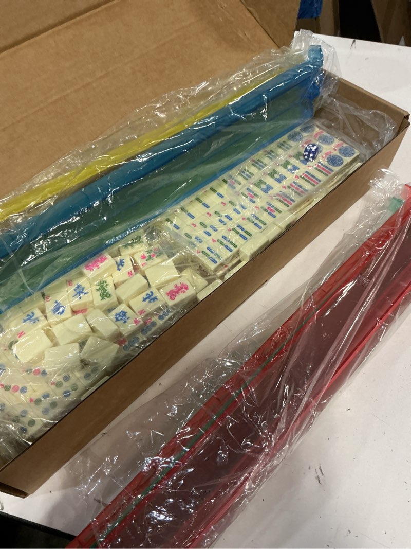 Condition photo showing Good Condition for american mahjong tile set 166 mahjong tile set 1.2-inch american mahjong set with 4pcs mahjong racks with pushers