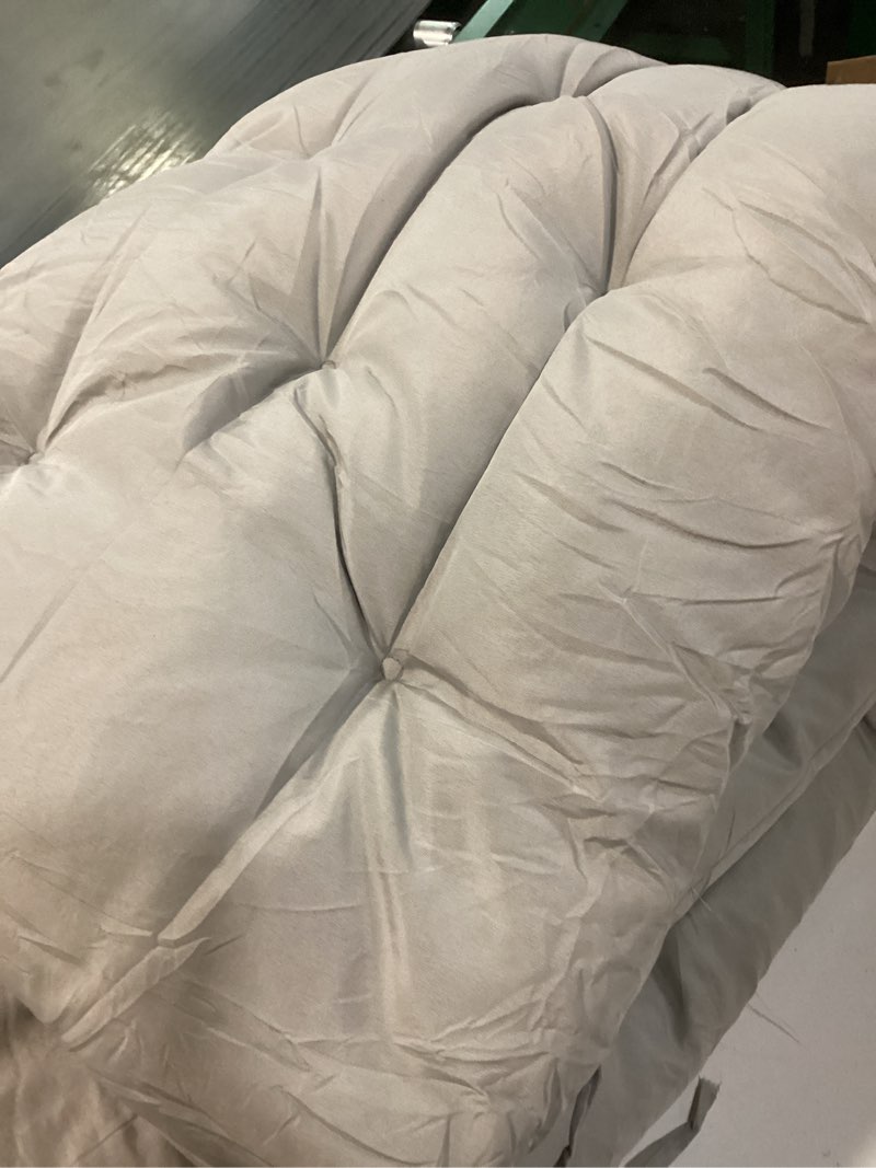 Condition photo showing Good Condition for porch replacement swing cushions for outdoor: 2-3 seater garden waterproof patio bench cushion with ties - 4" thick swing chair cushion for backyard furniture loveseat light grey 60x40in