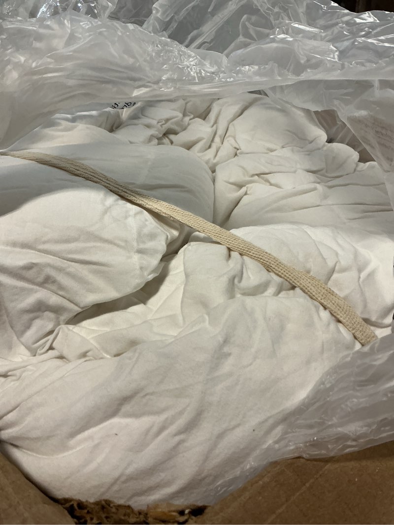 Condition photo showing As Is for cotton pintuck comforter, king/cal king, white