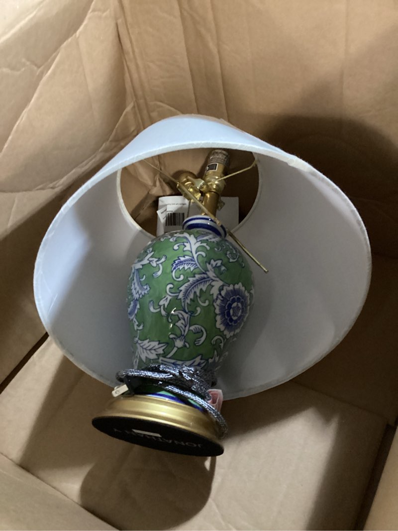 Condition photo showing As Is for JONATHAN Y JYL3009F Grace 24" French Country Cottage Ceramic/Iron Floral Urn LED Table Lamp, Green/W