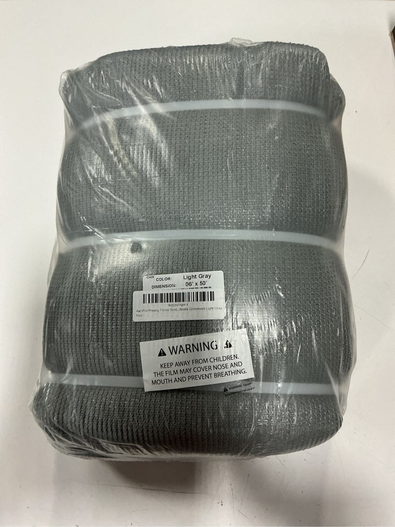 Condition photo showing New/Like New for Privacy Fence Screens 6'x50' Sun Block Windscreen with Heavy Duty Commercial Grade 160 GSM with Brass Gromment Light Gray