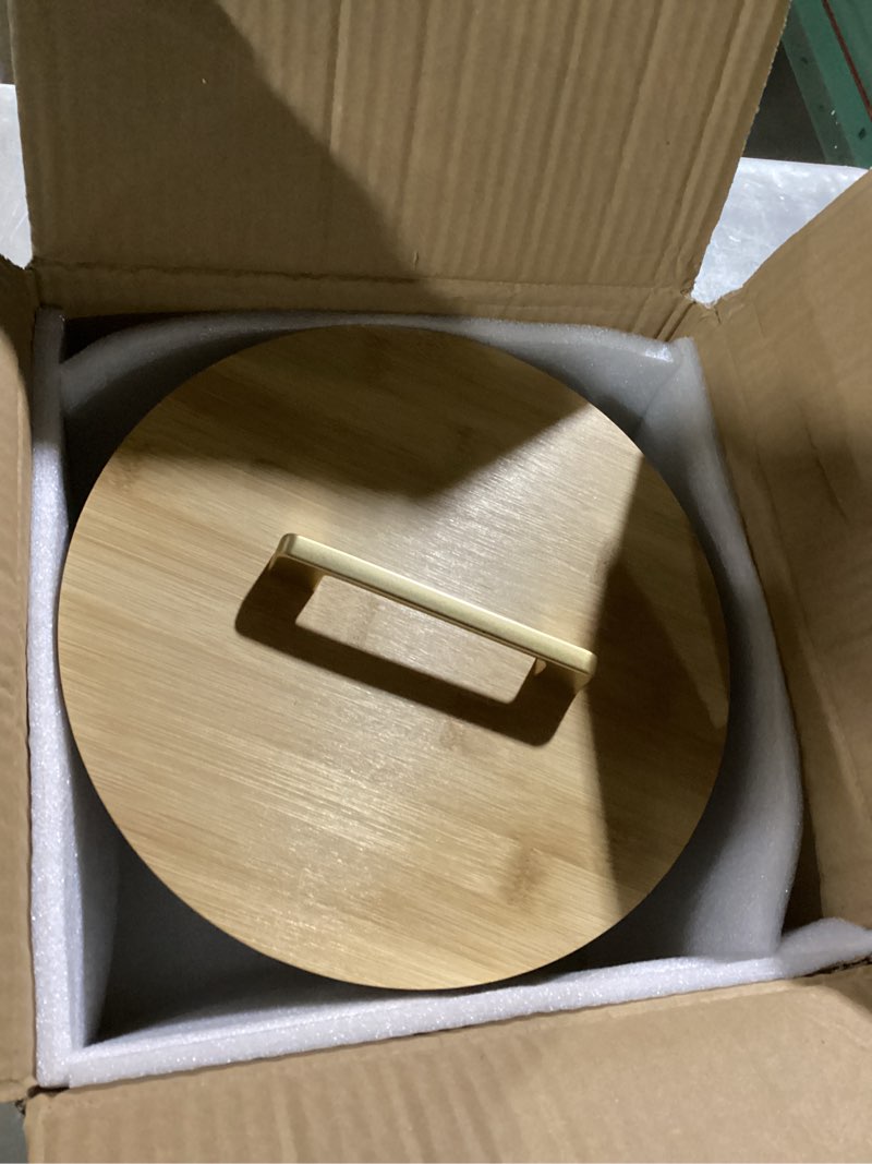 Condition photo showing Good Condition for 4.7qt large glass mixing bowl with lid, clear large salad bowls with airtight bamboo lid & handle,thickened glass big mixing bowls cooking bowl for serving, food prep, kitchen,borosilicate glass 4.7qt with lid