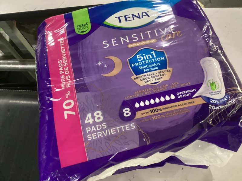 Condition photo showing New/Like New for tena intimates overnight absorbency incontinence pad for women  48ct
