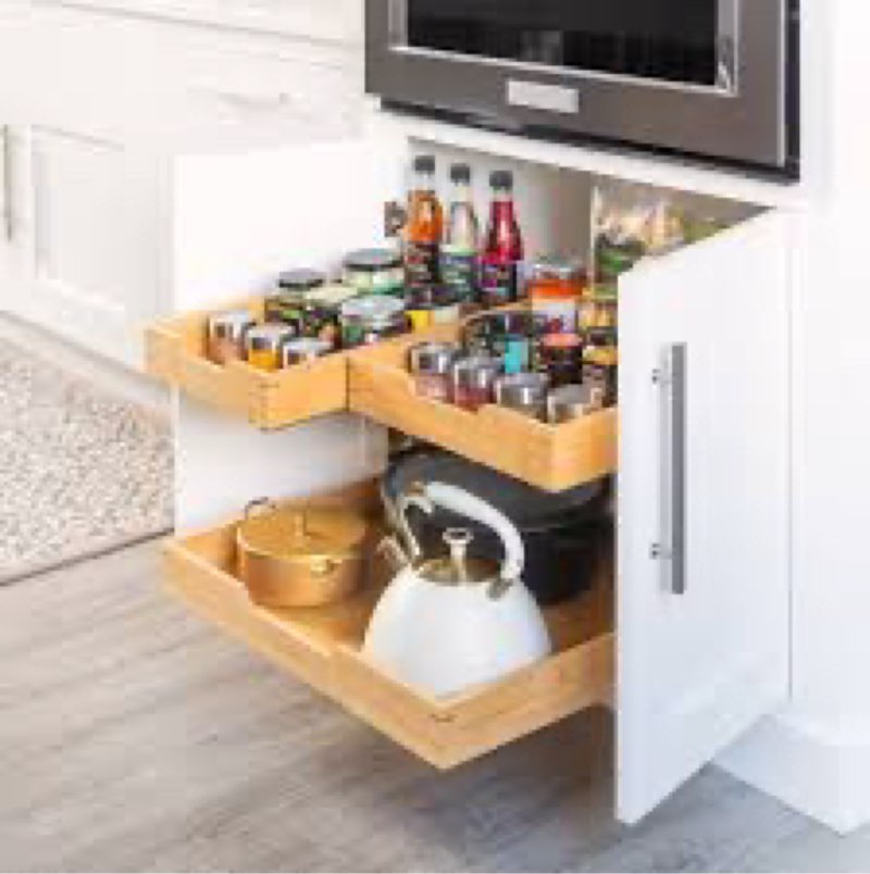 HOLD N’ STORAGE Heavy-Duty Premium Collection Pull Out Cabinet Organizer - Wooden Cabinet Drawer Sli