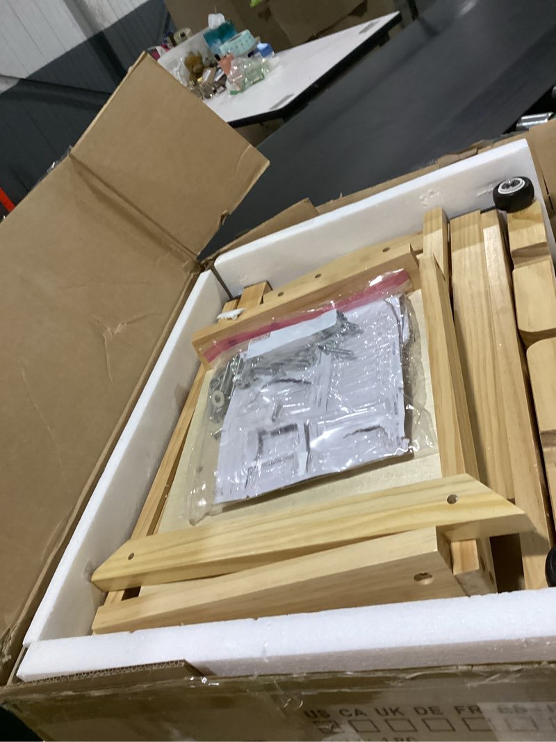 Condition photo showing New/Like New for dog ramp for bed or couch, wooden pet ramp with 20° gentle slope, removable side rails, non-slip surface, top platform & wheels, safe bed ramp for small, large & senior dogs, 60" long, natural natural m-60"l x 16"w x 20"h