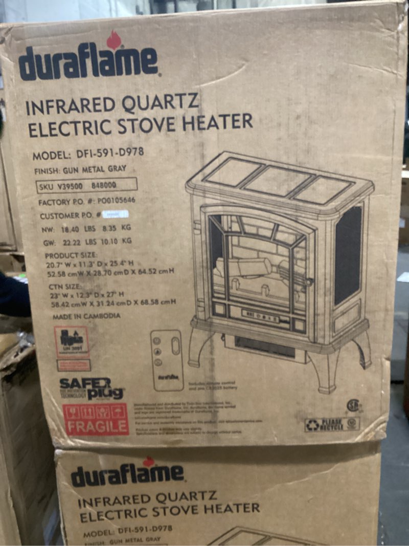 Condition photo showing Good Condition for Duraflame infrared quartz electric stove heater finsh gun metal gray