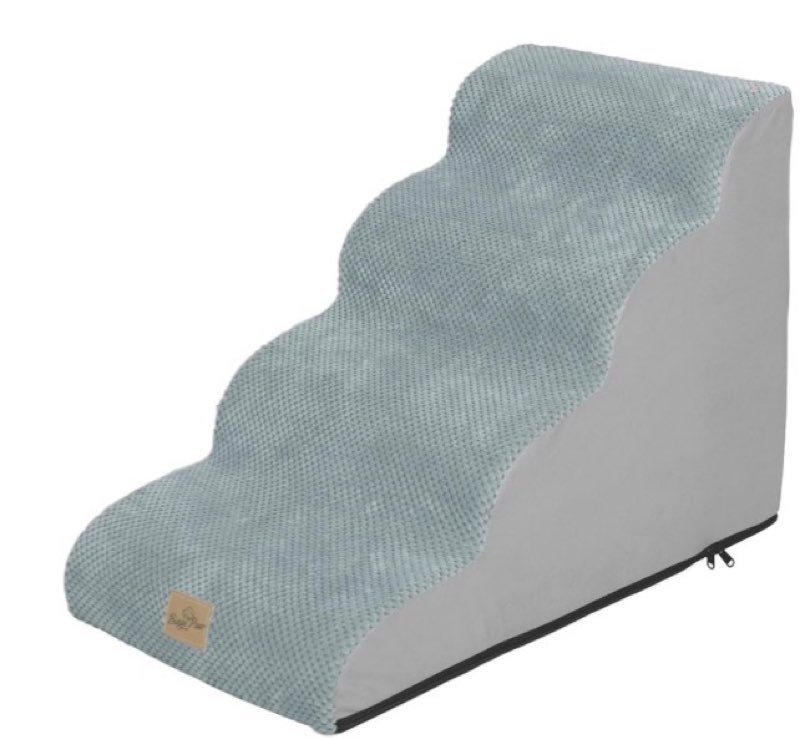 (Similar to stock photo) BingoPaw Dog Ramp Step Stairs: 4 Steps Pet Stairs for High Beds and Sofa, High-Density Sponge Foam Dog Steps with Removable Washable Cover
