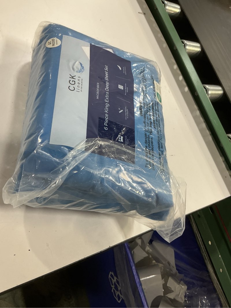 Condition photo showing Good Condition for extra deep king sheet set - 6 piece breathable & cooling sheets - hotel luxury bed sheets set - easy & secure fit - soft, wrinkle free & comfy sheets set - royal blue sheet set with extra deep pockets king 22 - royal blue