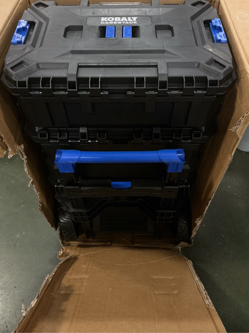 Condition photo showing Good Condition for Kobalt CASESTACK 21.5-in W x 26.7-in H x 17.2-in D Black Plastic Rolling Tool Box