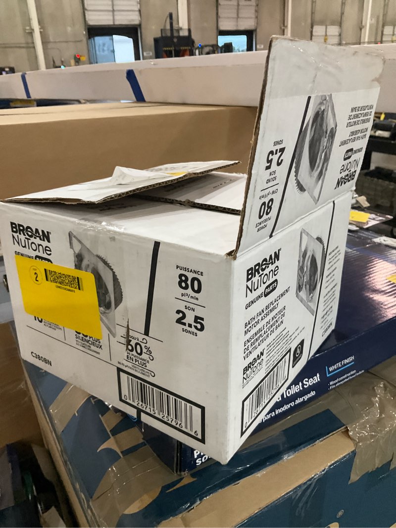Condition photo showing As Is for broan-nutone 80 cfm, 2.5 sones assembly kit replacement bath fan motor
