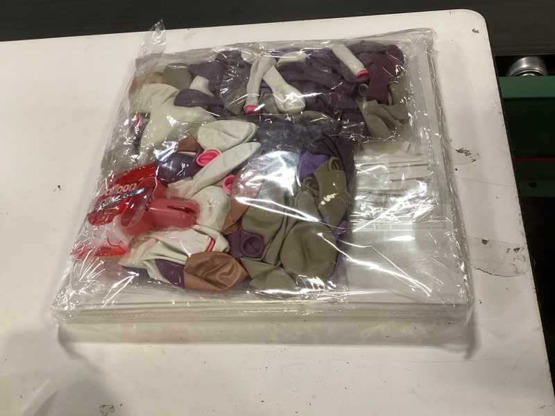 Condition photo showing New/Like New for Amandir 153Pcs Purple Baby Shower Decorations for Girl, Double-stuffed Pink Purple Balloon Arch Kit Baby Boxes with Letter Foil Butterfly Balloons Sticker for Birthday Wedding Party Supplies