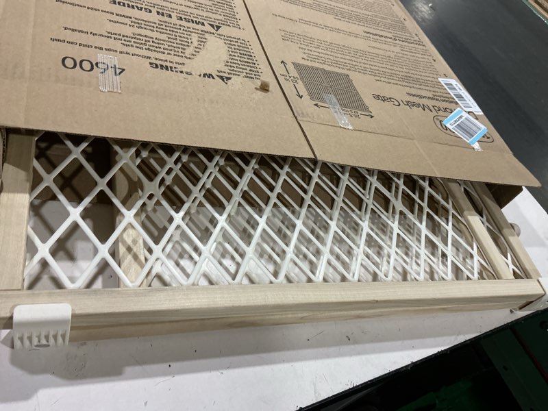 Condition photo showing New/Like New for toddleroo by north states diamond mesh wooden baby gate: 26.5"- 42" wide. pressure mounted baby gate for doorway. (23" tall, sustainable hardwood)