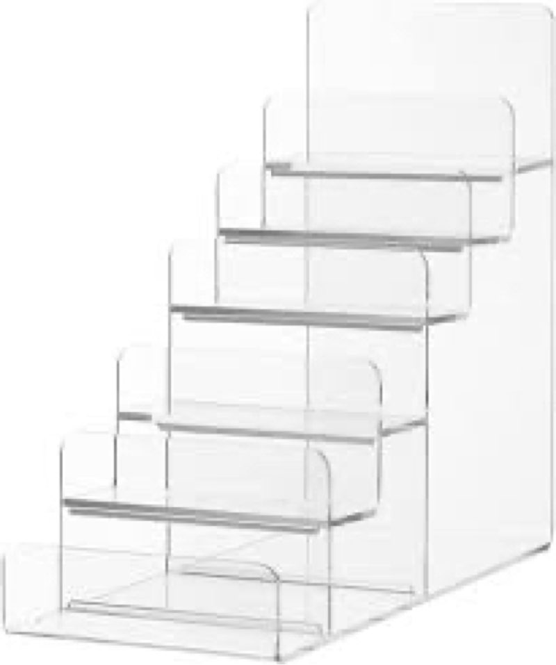 Ciieeo Clear Display Stand Risers 6-Tier Acrylic Riser Display Shelf Multipurpose Trapezoidal Desk Storage Display Rack for Organization 9 x 8 Inch