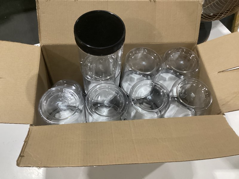 Condition photo showing Good Condition for janisfirst 16oz clear plastic jars with lids,plastic jars with lids,airtight container ideal for dry food, peanut butter, honey jam,cream, bathroom and storage(set of16) 16oz/16pcs