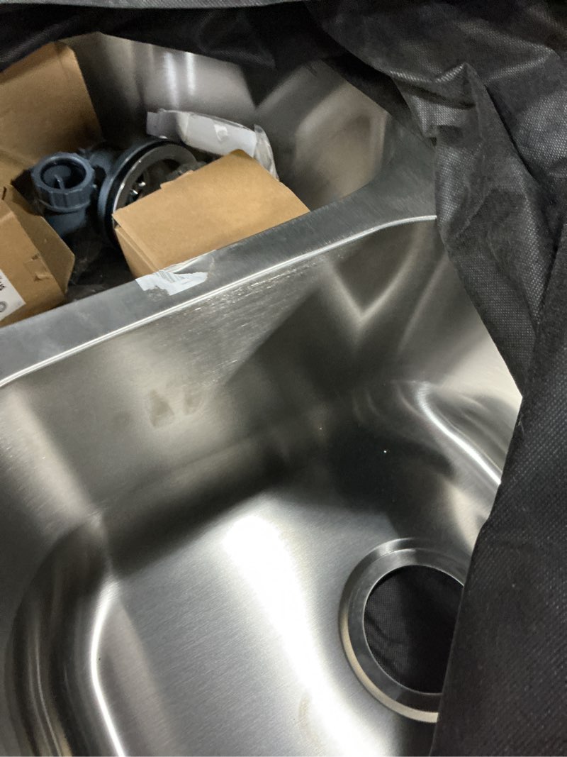 Condition photo showing Good Condition for kraus premier 32-inch undermount 50/50 double bowl 18-gauge stainless steel kitchen sink with strainers (x2), kbu22 32 inch double bowl