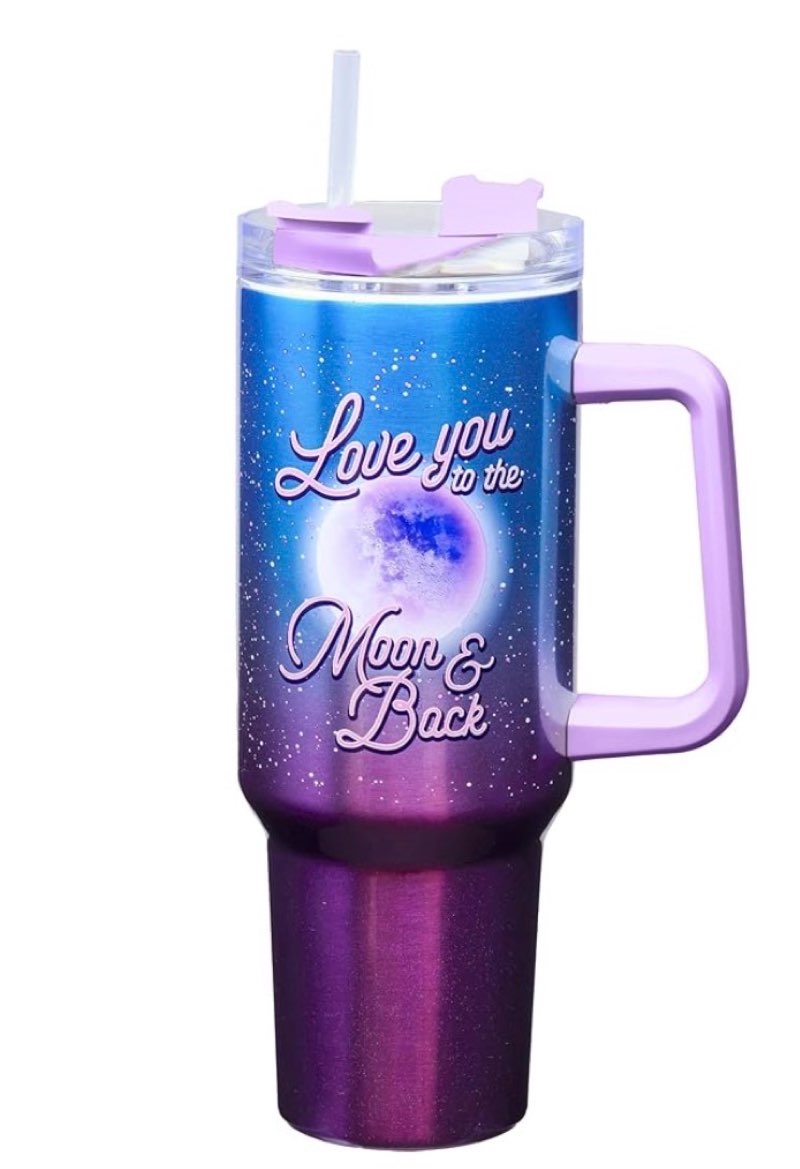 Spoontiques Stainless Steel Travel Mug, 40oz - Double Wall Insulation, Sturdy Handle, Sliding Lock T