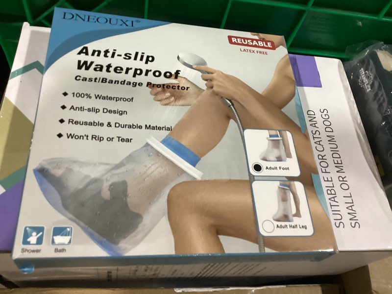 Condition photo showing New/Like New for waterproof foot cover for shower adult, foot cast covers with non-slip padding bottom, watertight ankle foot cast protector for surgery bandage dressing wound, reusable