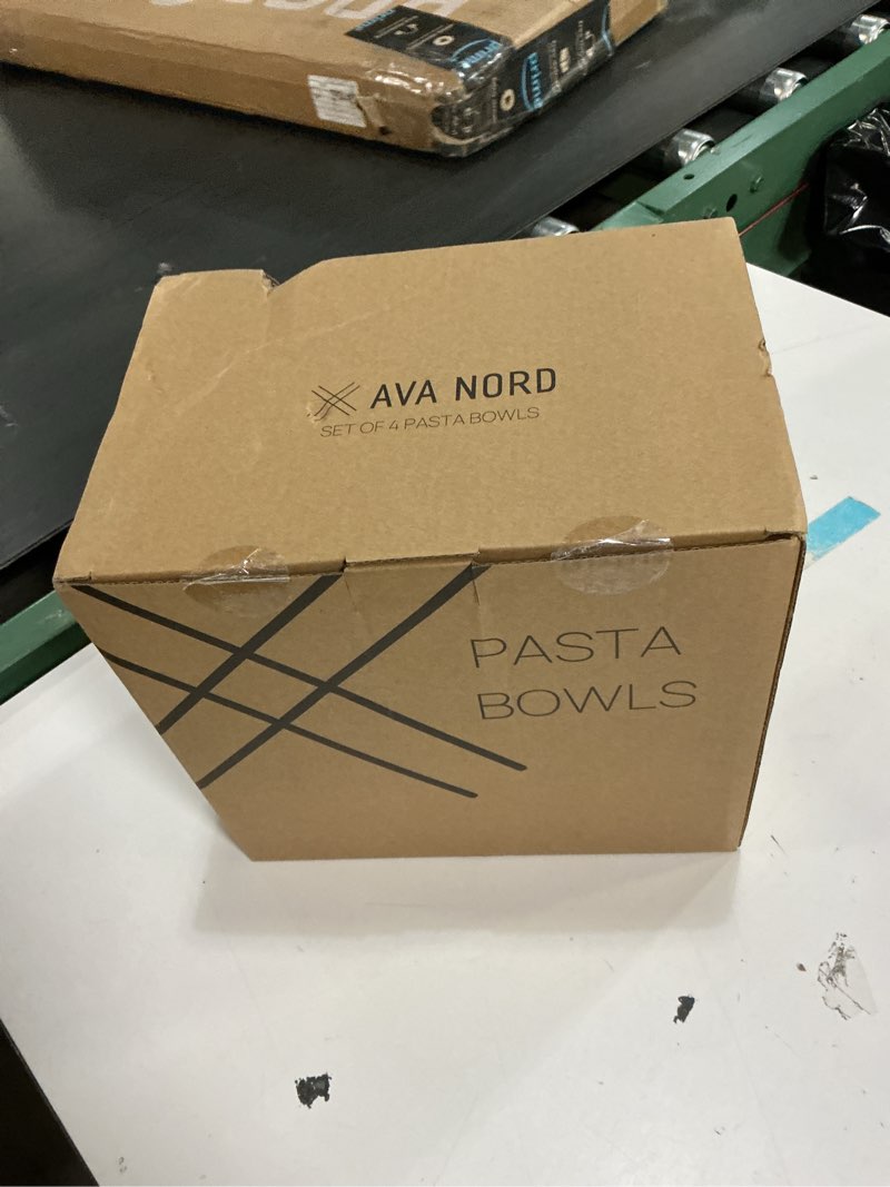 Condition photo showing New/Like New for Ava Nord Ceramic Pasta Bowls Set of 4 – 40oz Extra Large Dinner Bowls, Deep Plates Salad Bowl for Eating, Pasta Plates, Stoneware Shallow Bowl Plate Set, Dishwasher & Microwave Safe - Beige