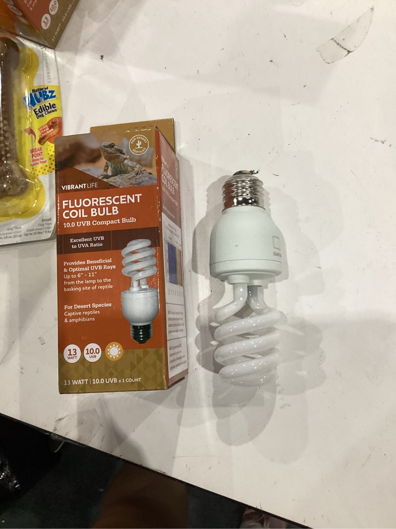 Condition photo showing As Is for vibrant life fluorescent coil uvb bulb for reptiles  13 watts