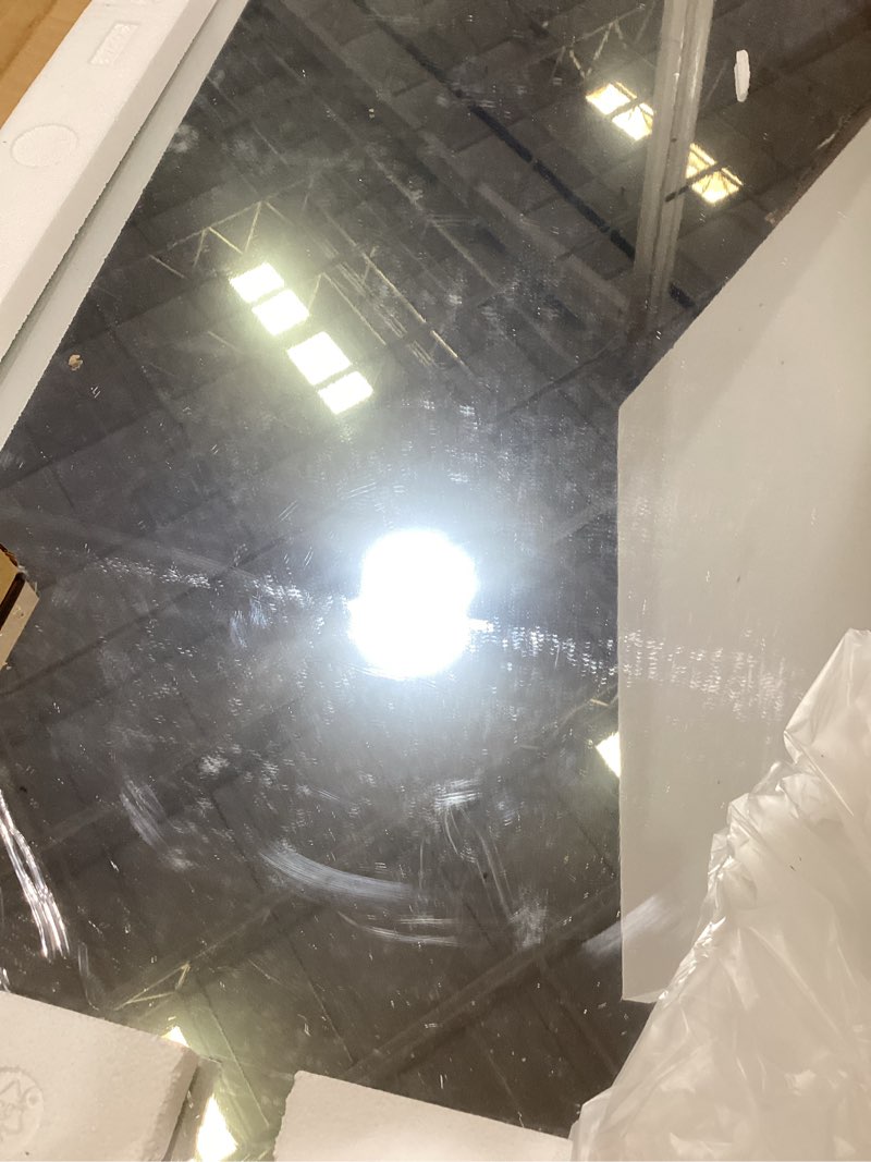Condition photo showing Good Condition for loaao black metal framed bathroom mirror for wall, 24x36 inch rounded rectangle mirror, matte black bathroom vanity mirror farmhouse, anti-rust, hangs horizontally or vertically black 36"l x 24"w