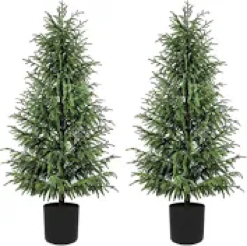 ENVEN Norfolk Pine Christmas Tree Real Touch Faux Holiday Tree with Pot, Realistic Indoor Outdoor De