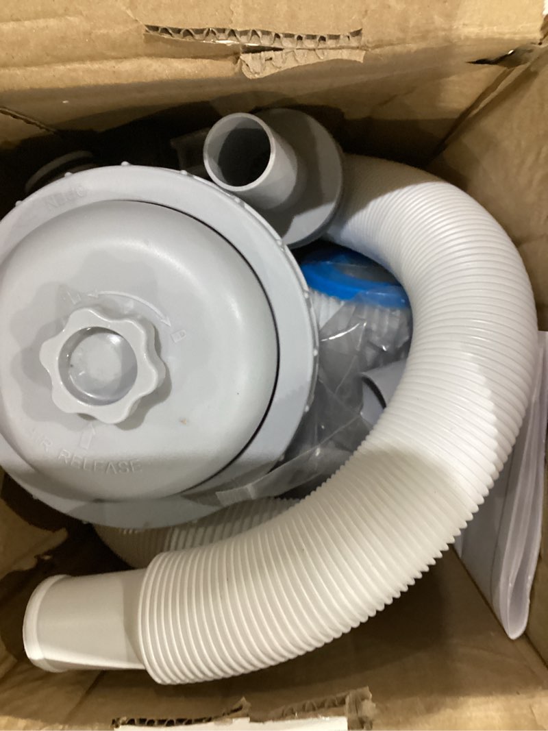 Condition photo showing As Is for 330 Gallon Swimming Pool Filter Pump for Above Ground Inflatable Pools Cartridge Filtration System with Hoses Kit Keep Water Clean (US Plug 110V)