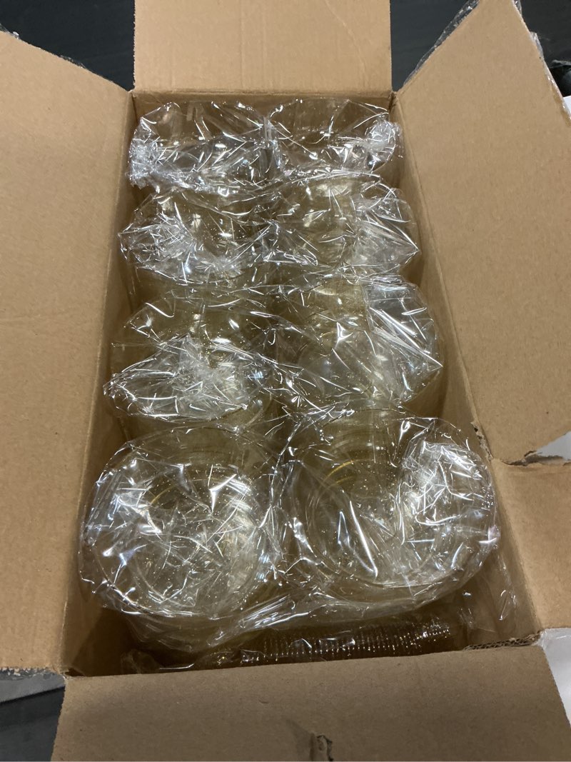 Condition photo showing New/Like New for wdf 48pack 7oz gold glitter medium large plastic dessert cups with spoons-48 disposable ice cream plastic cups & 48 gold glitter tasting spoons for thanksgiving
