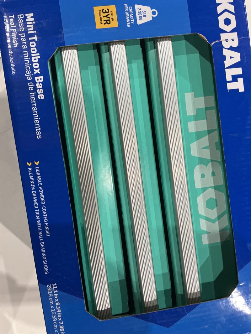 Condition photo showing Good Condition for kobalt portable tool box 11.1-in w x 7.36-in h x 6.14-in d 3 -drawer teal steel tool box