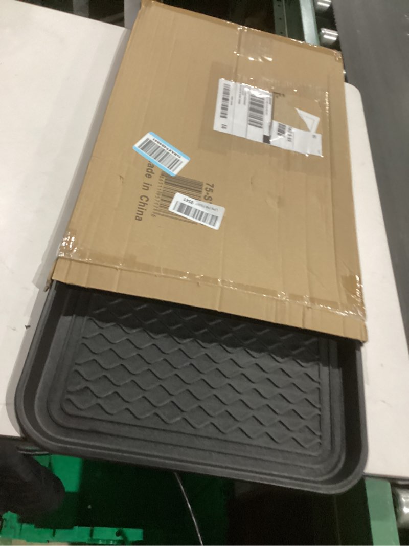 Condition photo showing As Is for All-Weather Indoor/Outdoor Boot Tray - Weather-Resistant Hard Plastic Shoe Mat with Raised Edge for Entryways, Decks, and Patios by Stalwart (Black) MEDIUM