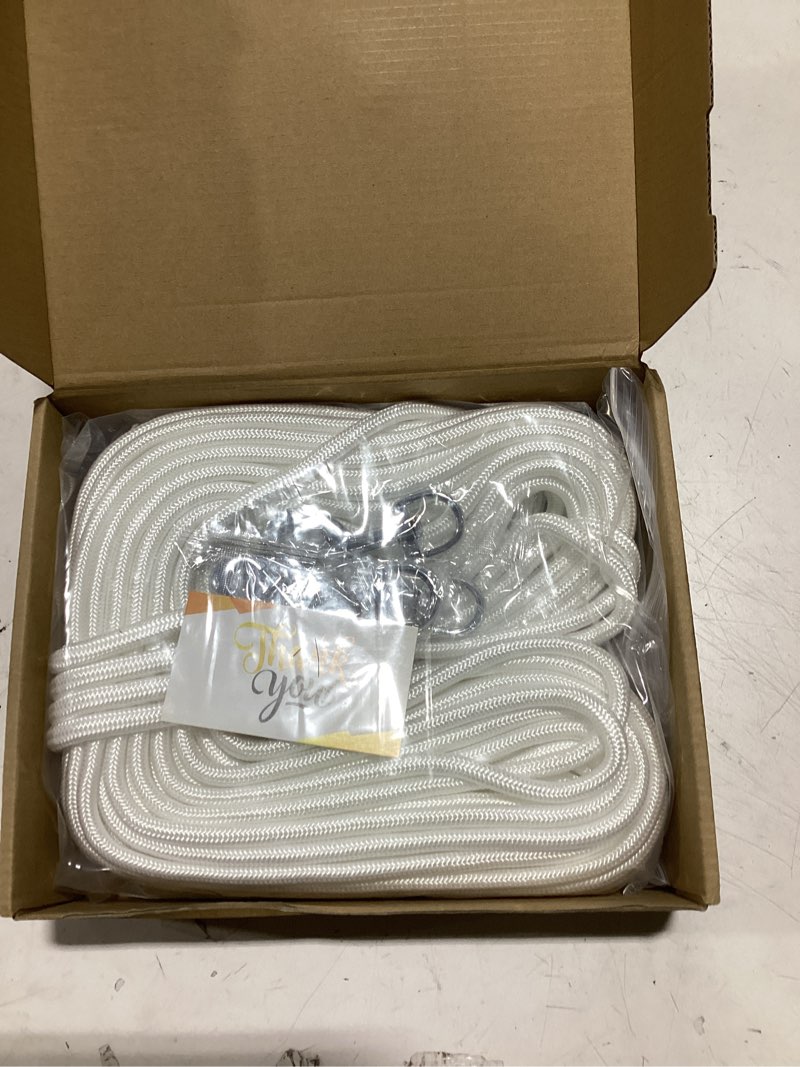 Condition photo showing Good Condition for [upgraded] 5/16” 100ft flagpole rope kit with 4 pcs 3.3” swivel snap hook - high weight bearing anti-tearing utility rope with durable zinc alloy swivel hooks - flag pole accessories replacement kit