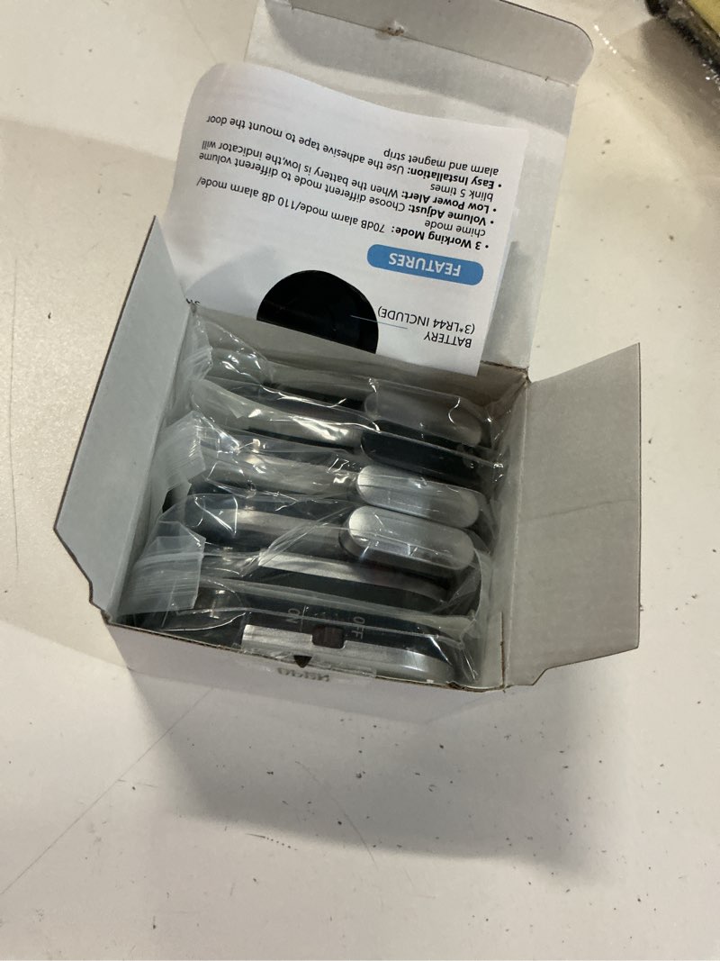 Condition photo showing New/Like New for sanjie door window alarms - 5 pack,125db,volume control,window door open alarm sensors for kids safety/dementia/pool,wireless sensors keep your home security,easy to install,long battery life silver 5