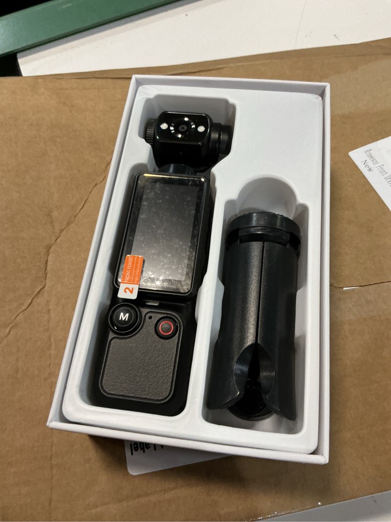 Condition photo showing As Is for w & o vlogging camera with 180° rotating lens, pocket body camera with audio & video recording,7-hour battery, handheld pov cameras with 32gb card, easy one-button recording for travel,daily life black