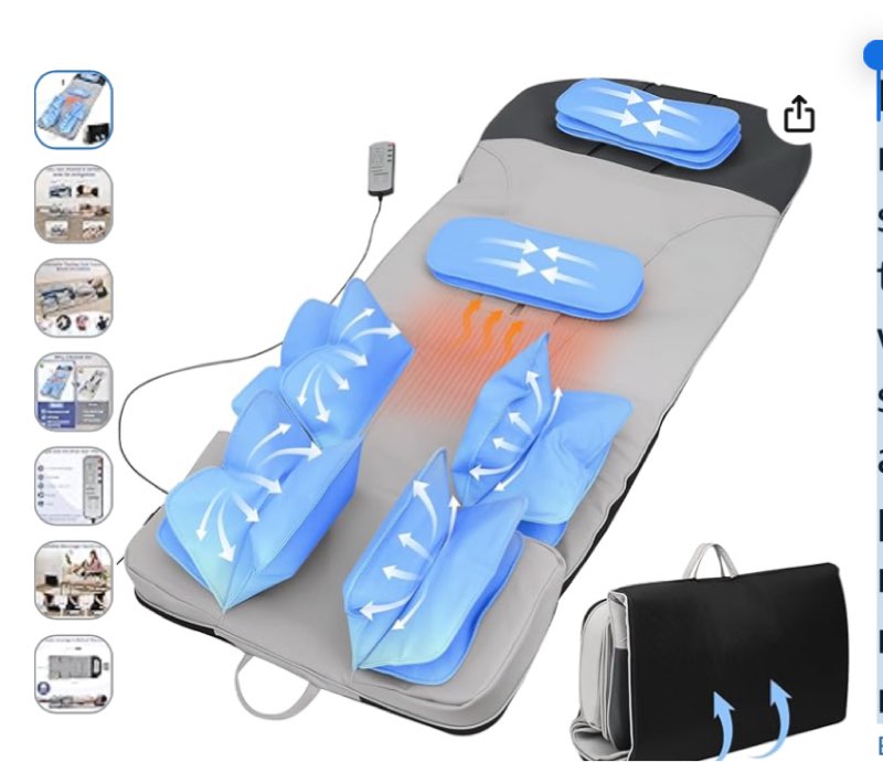 full body massage mat, 3d body stretching and waist traction, back warming, air bag stretching, 3 modes and 3 intensities, portable foldable massage mat for relaxation and fatigue relief