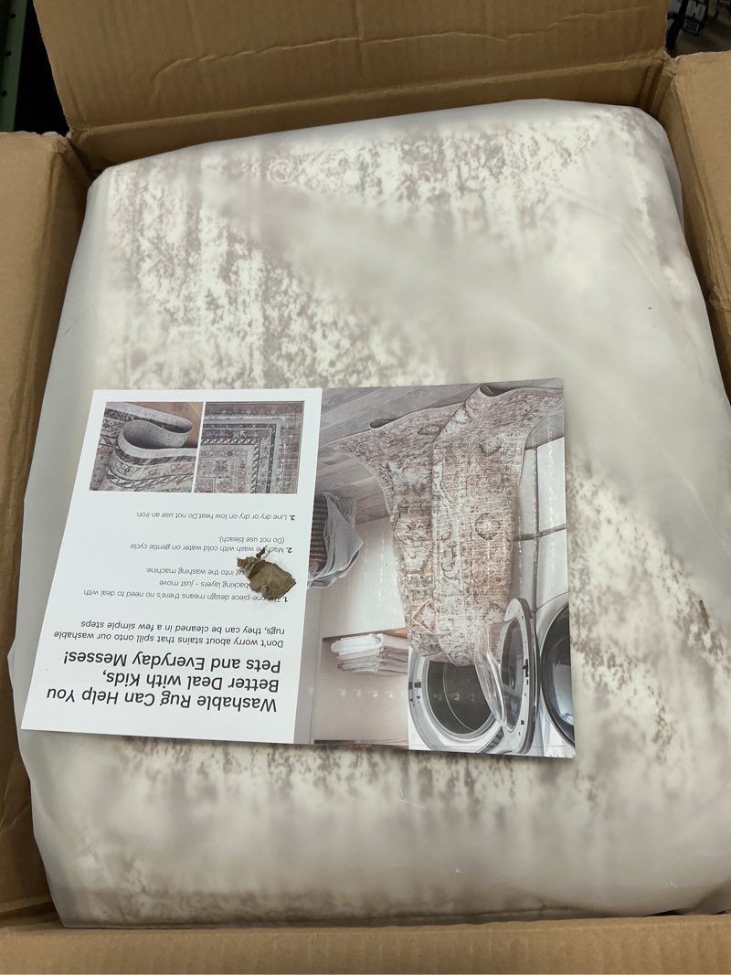 Condition photo showing New/Like New for Washable Area Rug 8x10, Large Soft Rugs for Living Room Vintage Beige Carpet 8x10 Area Rugs for Bedroom Dining Room Non-Slip Stain Resistant Under Table Rug Beige 8' x 10' (Rectangular)