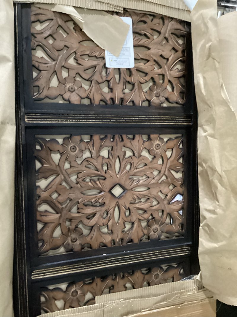 Condition photo showing Good Condition for deco 79 wood floral handmade home wall decor intricately carved wall sculpture, set of 2 wall art 12" x 1" x 36", brown | home floral handmade intricately carved wall sculpture wall sculptures wall art 12"l x 1"w