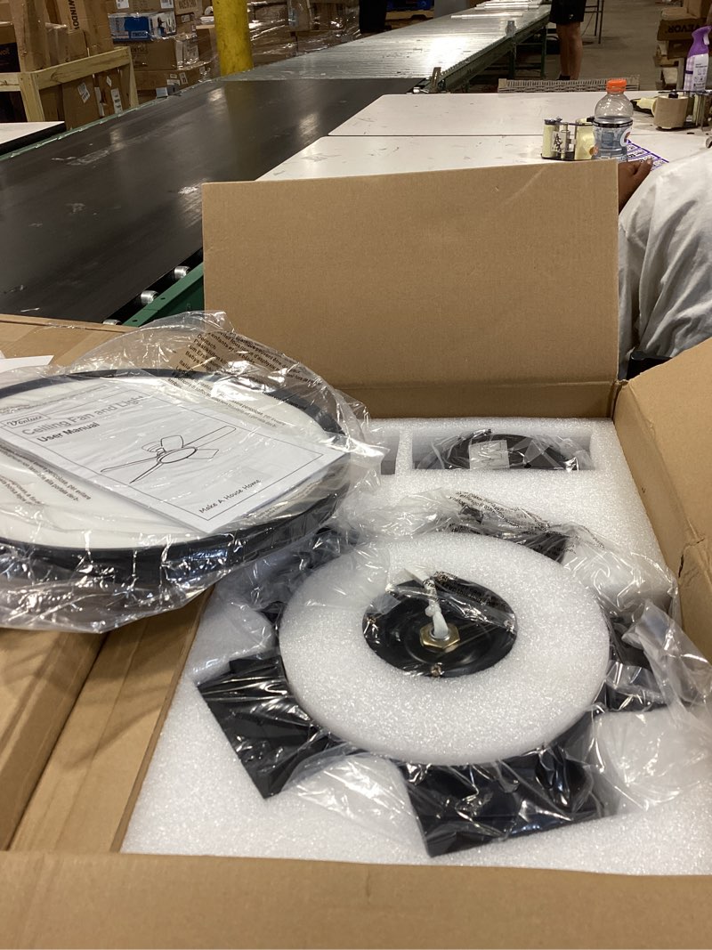 Condition photo showing Good Condition for vonluce 42 inch ceiling fan with lights, quick install ceiling fan and remote, 6-speeds noiseless reversible dc motor, 3cct, modern ceiling fan for bedroom living room kitchen, light wood grain light wood grain 42 inch