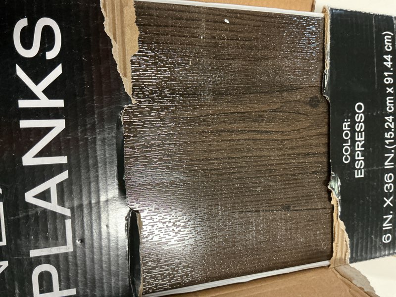 Condition photo showing Good Condition for Vinyl Peel and Stick Floor Tile, Self-Adhesive Wood Plank, 10-Pack (15 Square Feet) - 6 Inch Width, 36 Inch Length, 1.2mm - Espresso - Easy DIY Nexus Planks for Any Room by Achim Home Decor