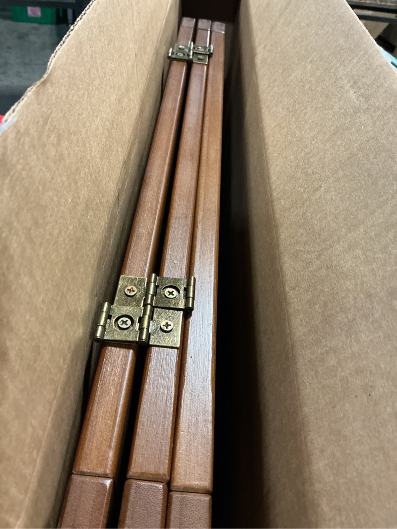 Condition photo showing Good Condition for freestanding pet gate foldable dog gate (55 inches wide) walnut bamboo dog gates for stairs doorways house (2 support feet included) walnut 3 panel - 55 inches wide