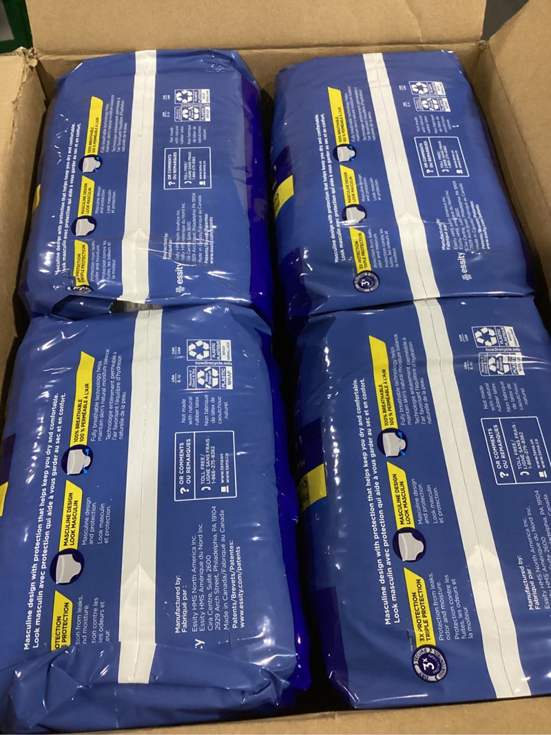 Condition photo showing New/Like New for tena protective incontinence underwear for men, maximum, large, grey, 80 count (waist size 34in-44in) large 80
