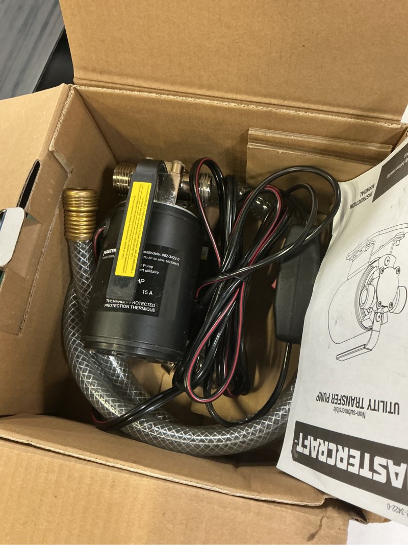 Condition photo showing As Is for mastercraft 12v rubber impeller transfer pump