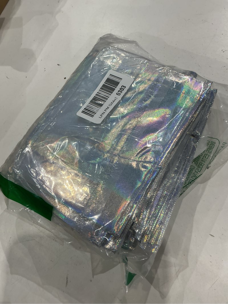 Condition photo showing Good Condition for jutom 20 pieces iridescent gift bags bulk reusable party favor tote bags with handles glossy finish birthday gift for christmas party wedding(6 x 3 x 8 inch,blue) 6 x 3 x 8 inch blue