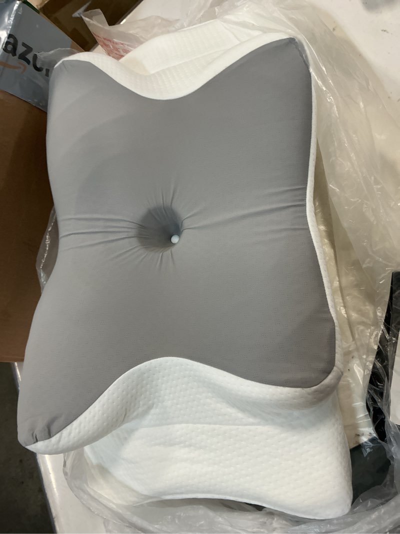 Condition photo showing Good Condition for Ultra Pain Relief Cooling Pillow for Neck Support, Adjustable Cervical Pillow Cozy Sleeping, Odorless Ergonomic Contour Memory Foam Pillows, Orthopedic Bed Pillow for Side Back Stomach Sleeper Dark Grey Queen